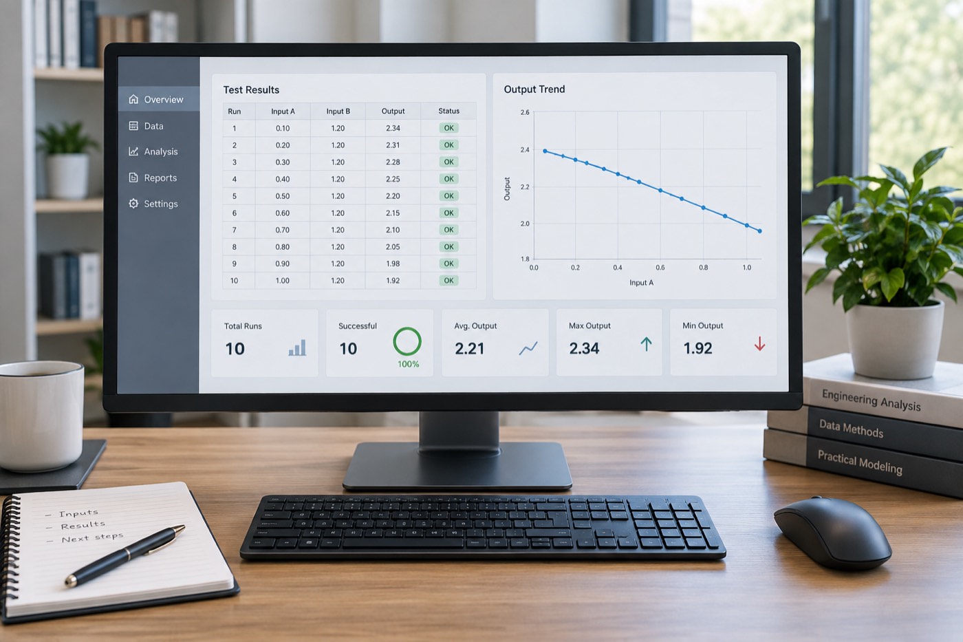 Datenansicht mit Messwerttabelle und Graph